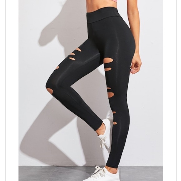 BLACK CUTOUT LEGGINGS- legging - Picture 5 of 6